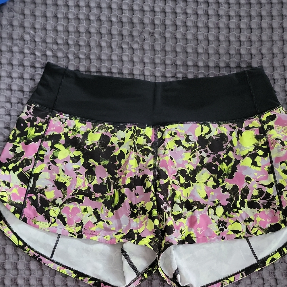 lululemon athletica Floral Athletic Shorts - Black, Pink, Yellow
